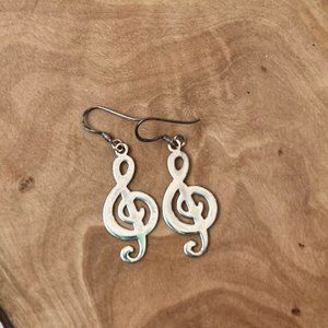 Handmade Treble Clef Sterling Silver Earrings